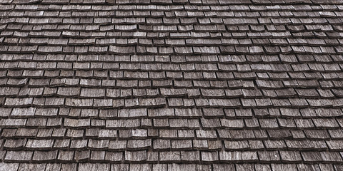 Old wooden roof tiles as a grunge background © plus69