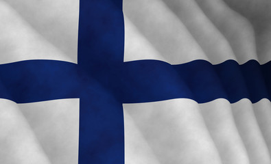 Illustration of a flying Finnish flag