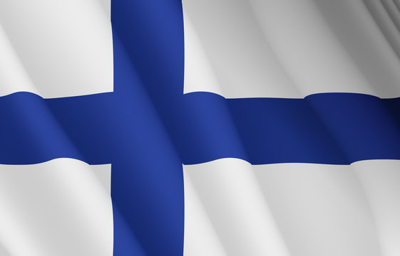 Illustration of a flying Finnish flag