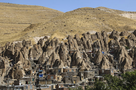 View of rock village Kandovan. East Azerbaijan province. Iran