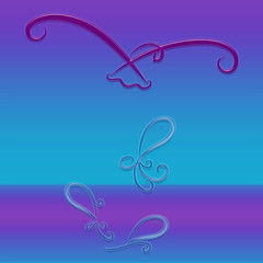 Obraz premium Background with a volumetric pattern, flying bird and fish