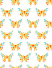 Fototapeta na wymiar Cecropia moth vector seamless pattern on white
