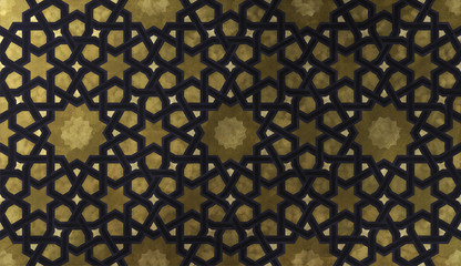Islamic decorative pattern with golden artistic texture.