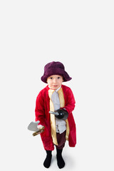 Happy boy dressed up in a pirate Halloween Costume