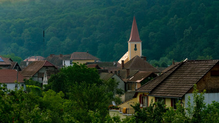 Fototapeta na wymiar A church in a small village in Transylvania region, Romania