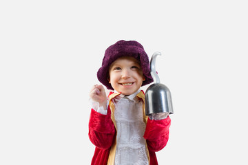 Happy boy dressed up in a pirate Halloween Costume