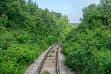 Fototapeta na wymiar Railway tracks in Romania on a summer day
