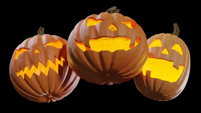 Carved Halloween pumpking at home Jack o lantern 3d illustration rendering