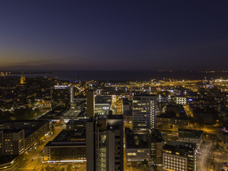 Fototapeta na wymiar Aerial view of night city Tallinn Estonia