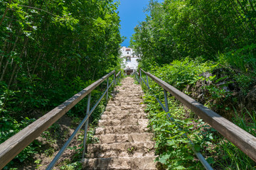 Fototapeta premium Stairs leading to White Tower in Brasov, Romania