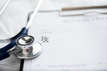 medical prescrpition with stethoscope
