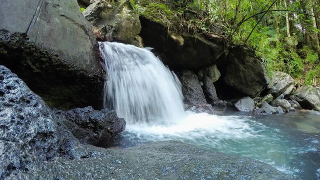 Tropical Waterfall time lapse in the jungle of the El Yunque mountains of Puerto Rico island