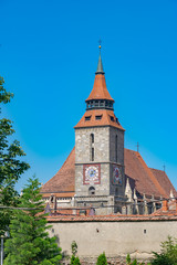 Fototapeta na wymiar Brasov Black Church on a sunny summer day in Brasov, Romania