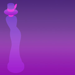 Obraz na płótnie Canvas Elegant silhouette of a bottle of women's perfume on a purple background