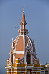 Obraz premium Cartagena, a beautiful historic city on the Caribbean coast of Colombia, has excellent beaches, a historic old town (that evokes the history of Colombia and can be explored entirely on foot) and beau