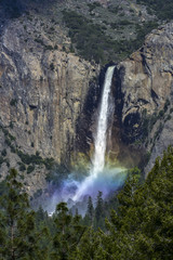 Fototapeta na wymiar Bridal Veil Falls Terminal Rainbow, Yosemite National Park