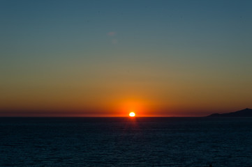 Sunset on the island of Capri seen from Palinuro