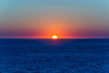 Sunset on the island of Capri seen from Palinuro