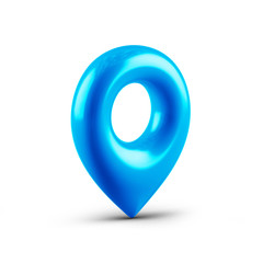 Blue map pointer with a icon