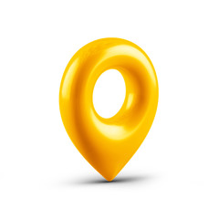 Yellow map pointer with a icon