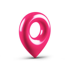 Pink map pointer with a icon