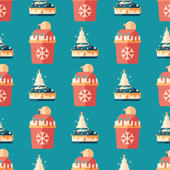 Christmas sweets flat art seamless pattern.