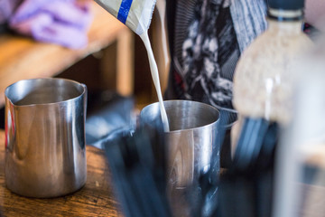 Making cappuccino and latte