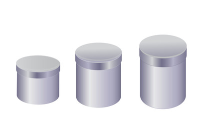 Set of vector metal boxes. Closed boxes