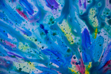 Bright blue fluid art background.Abstract watercolor design splash.Artistic backdrop.