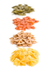 Farfalle pasta. Colorful italian pasta.