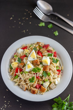 Orzo Pasta Salad Vertical Photo from the Top