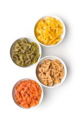 Farfalle pasta. Colorful italian pasta.