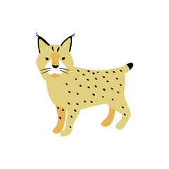 vector color yellow black spot lynx big cat animal simple scandinavian style childish for your paper textile design