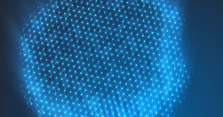 Abstract triangular particles on blue background