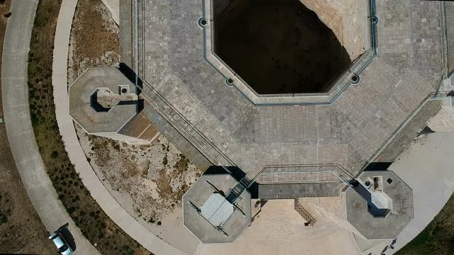 Aerial drone footage view of Castel Del Monte in Puglia in Italy