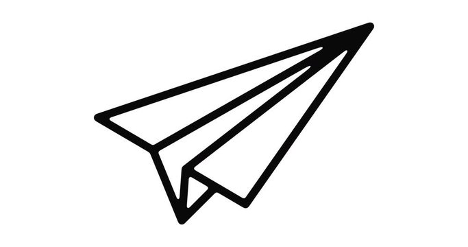 Paper plane line icon motion graphic animation with alpha channel.
