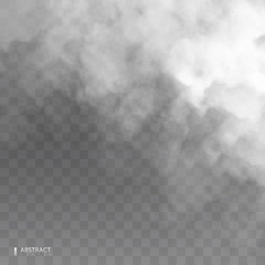 Fog or smoke isolated transparent special effect. Happy Halloween. Halloween composition. White vector cloudiness, mist or smog background. Vector illustration