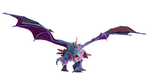 cristal red blue dragon in a white background