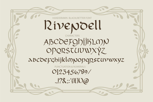 Decorative vintage magic styled letters. Vector script.