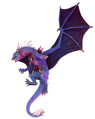 Fototapeta premium Cristal czerwony niebieski smok na białym tle