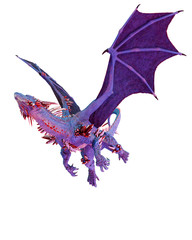 cristal red blue dragon in a white background