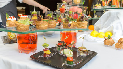 Canape mini snacks in the restaurant