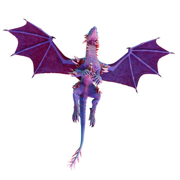 cristal red blue dragon in a white background