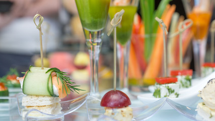 Canape mini snacks in the restaurant