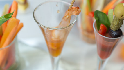 Canape mini snacks in the restaurant