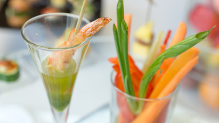 Canape mini snacks in the restaurant