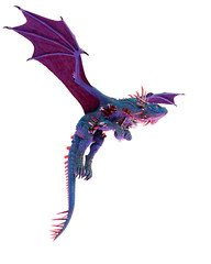 cristal red blue dragon in a white background