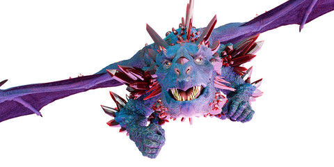 cristal red blue dragon in a white background