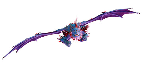 cristal red blue dragon in a white background