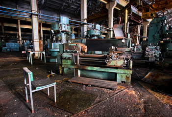 Machine at an abandoned machine-building factory